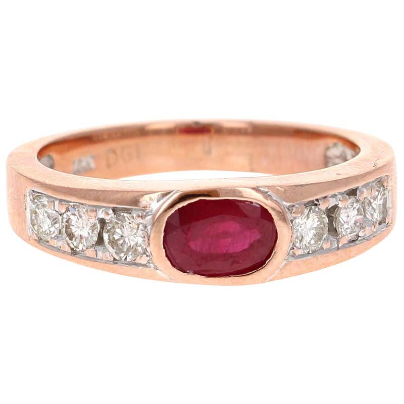 Ruby Roses Band Victorian Ruby and Rose Cut Diamond 18 Carat Gold Band For Sale at 1stDibs