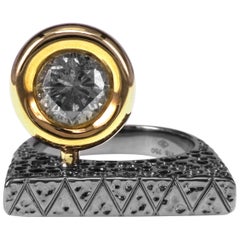 1,37 Karat Salz- und Pfeffer Diamant in 19,08 Gramm 18 Karat Designer Ring