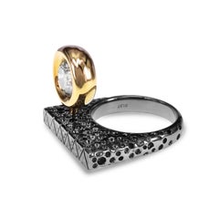 1.37 Carat Salt and Pepper Diamond Set in 19.08 Grams 18 Karat Designer Ring