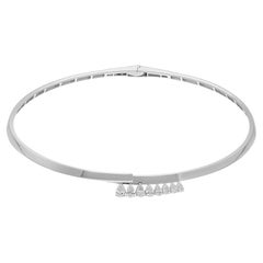 1.37 Carat SI Clarity HI Color Pear Diamond Choker Necklace 14 Karat White Gold