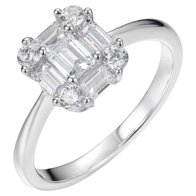 1.37 Karat Cubic Zirkonia Diana Smaragd Baguette Brillantschliff Verlobungsring im Angebot