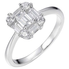 1.37 Carat Cubic Zirconia Diana Emerald Baguette Brilliant Cut Engagement Ring