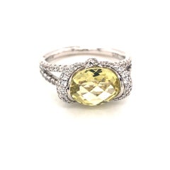 1.37Carat Fancy Cushion Cut Lemon Citrine Sterling Silver Engagement Bridal Ring