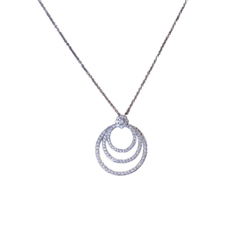 1.37 Carat Three-Tier Circle Diamond Pendant in 14k White Gold ref2298 In New Condition For Sale In New York, NY