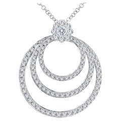 1.37 Carat Three-Tier Circle Diamond Pendant in 14k White Gold