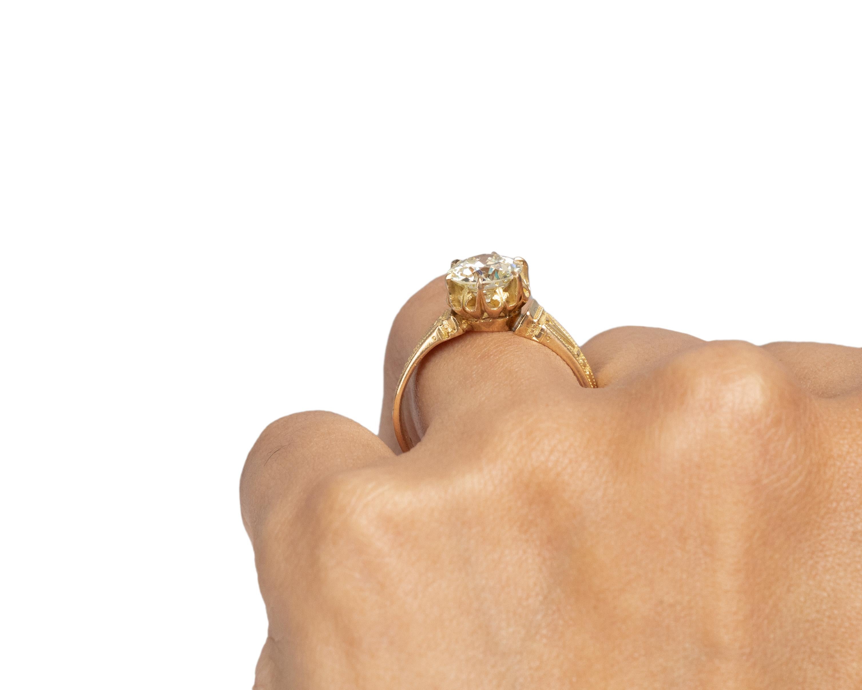 1.37 Carat Victorian Diamond 14 Karat Yellow Gold Engagement Ring 2