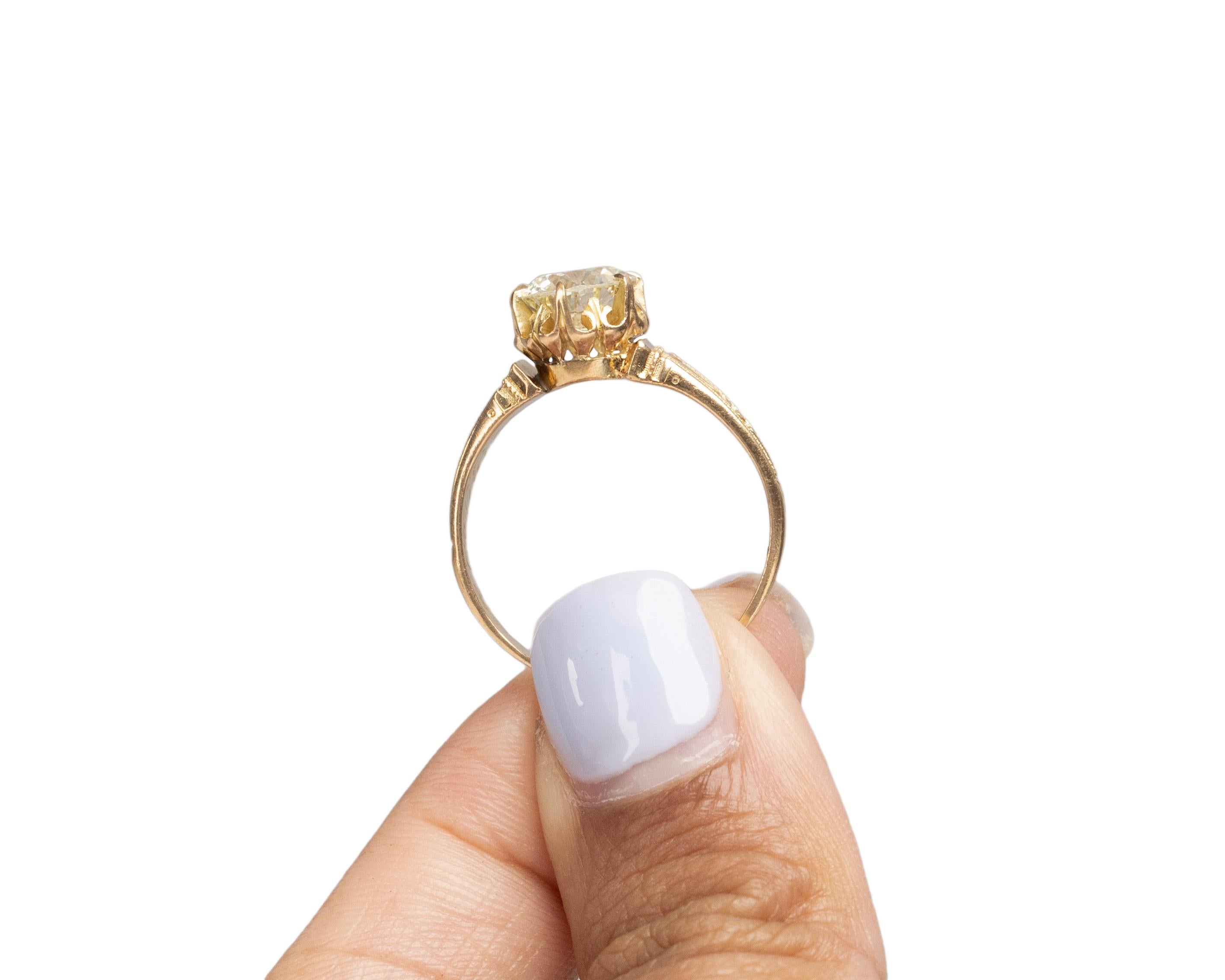 1.37 Carat Victorian Diamond 14 Karat Yellow Gold Engagement Ring 3