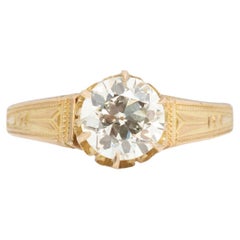 1.37 Carat Victorian Diamond 14 Karat Yellow Gold Engagement Ring