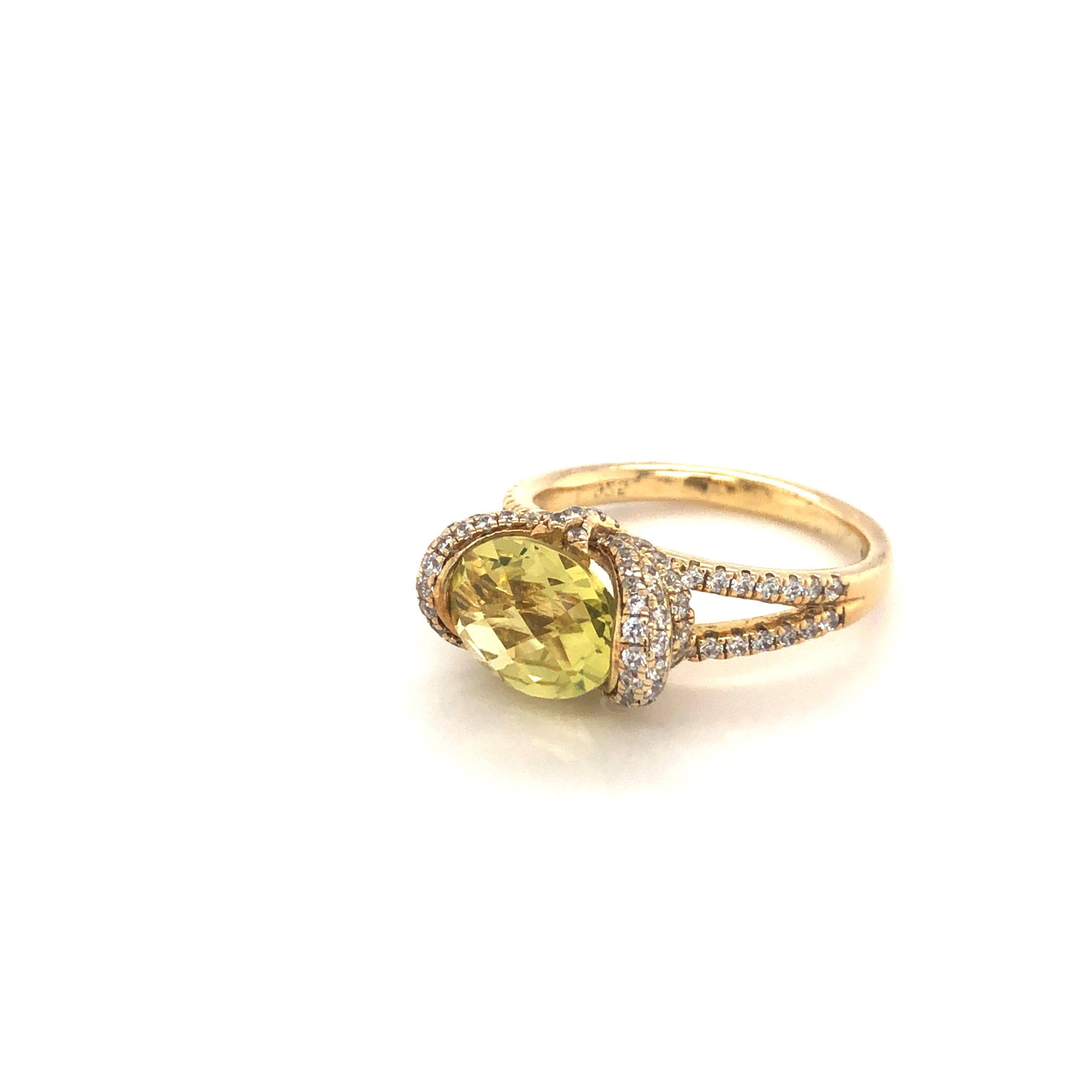 1.37 Carat Fancy Cushion Cut Lemon Citrine Gold Plated Engagement Bridal Ring In New Condition For Sale In London, GB