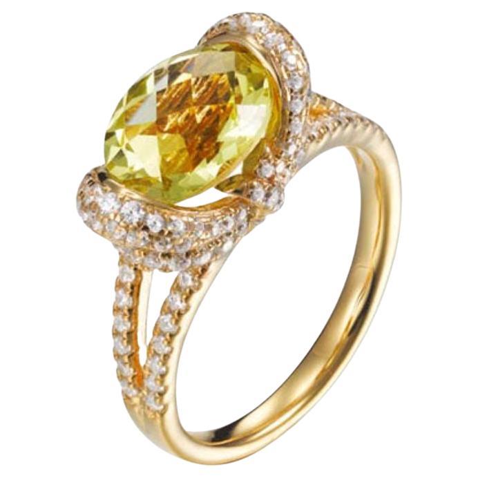 Bague de fiançailles de mariage en plaqué or avec citrine citron taille coussin fantaisie de 1,37 carat