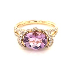 1.37 Carat Fancy Cushion Cut Amethyst Yellow Gold Plated Engagement Bridal Ring