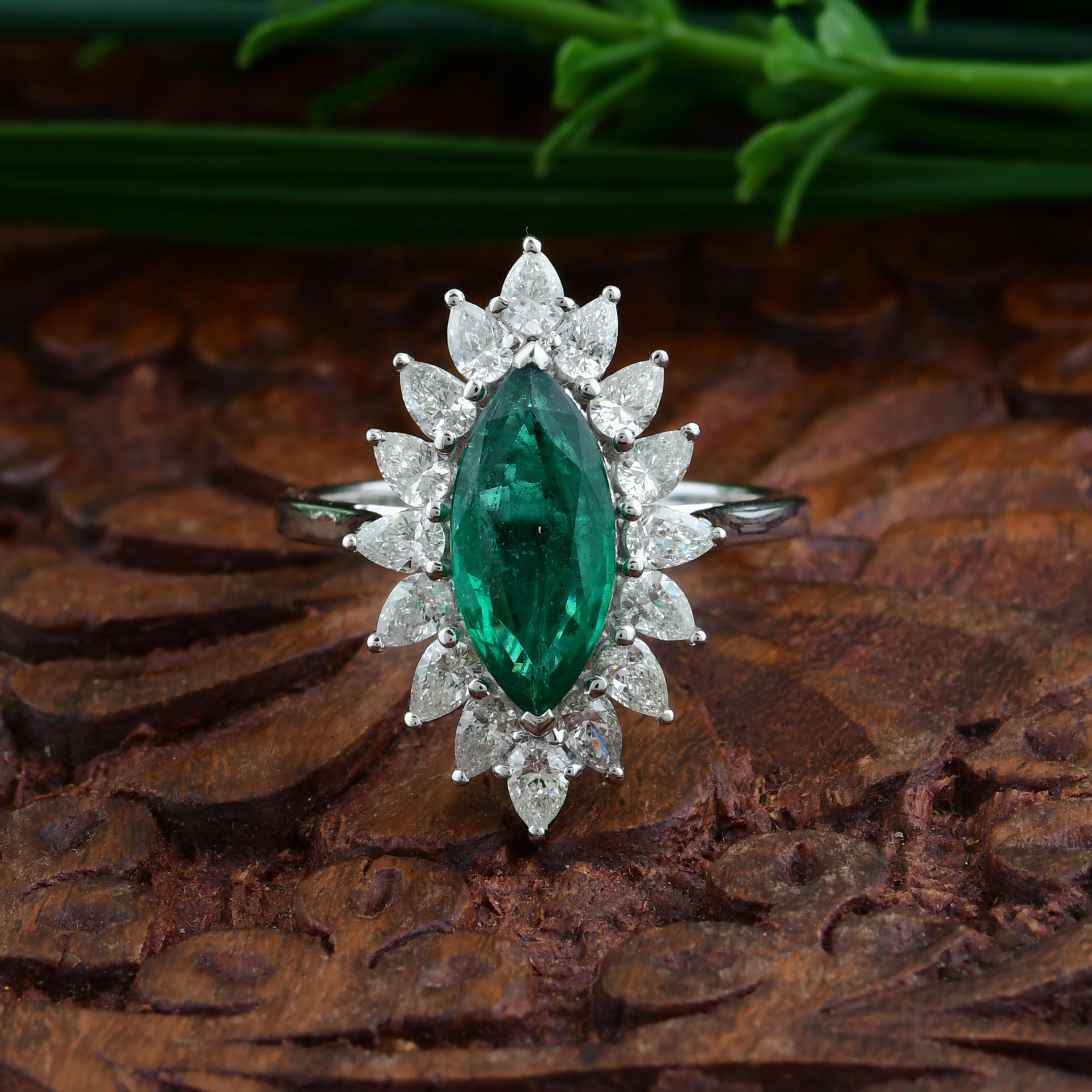 En venta: Esmeralda de Zambia de 1,37 quilates Anillo de diamantes SI/H de 1,05 quilates Oro blanco de 14 quilates  4