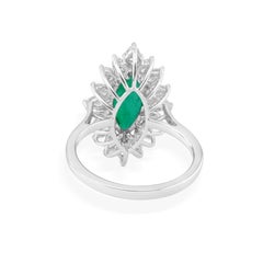 Smeraldo dello Zambia da 1,37 carati 1,05 carati SI/H Anello di diamanti in oro bianco 18 carati