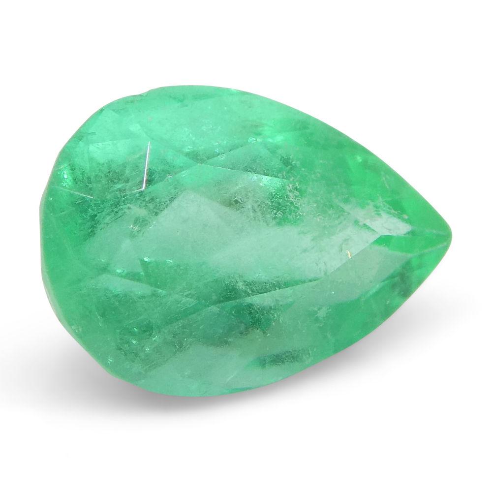 1.37 ct Pear Emerald GIA Certified Colombian In New Condition For Sale In Toronto, Ontario