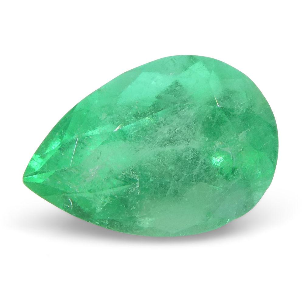 1.37 ct Pear Emerald GIA Certified Colombian For Sale 3