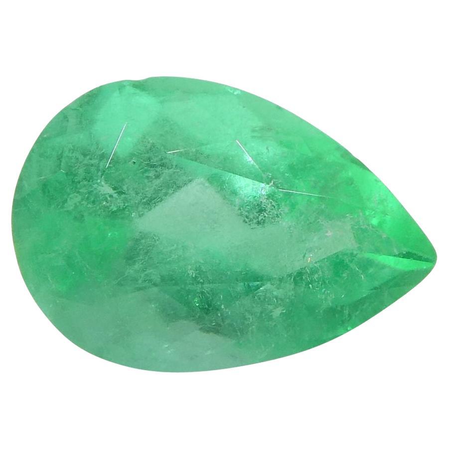 1.37 ct Pear Emerald GIA Certified Colombian For Sale