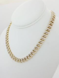 13 Carat Round Brilliant Cut Diamonds Solid Cuban Link Chain Necklace