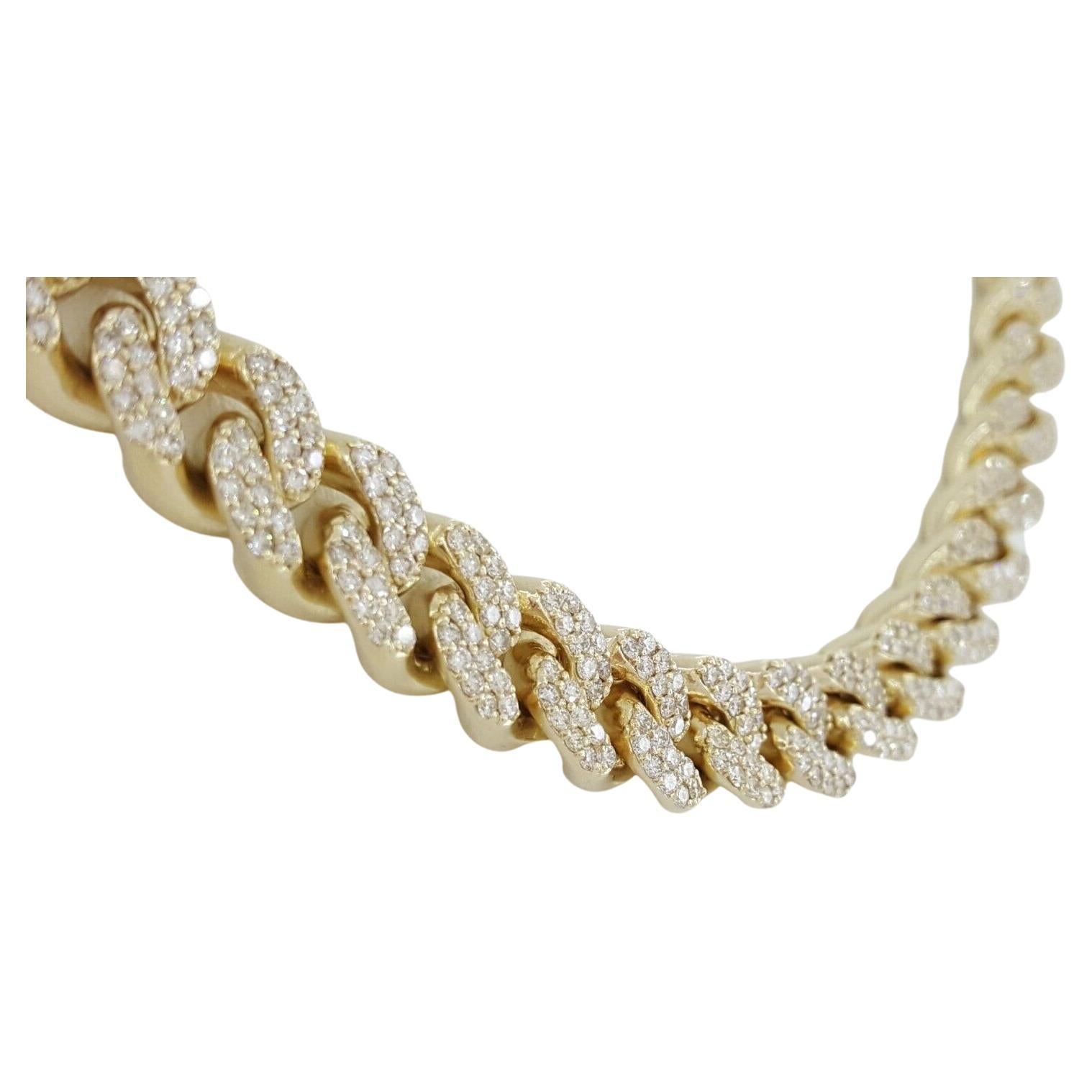 Modern 13 Carat Round Brilliant Cut Diamonds Solid Cuban Link Chain Necklace For Sale