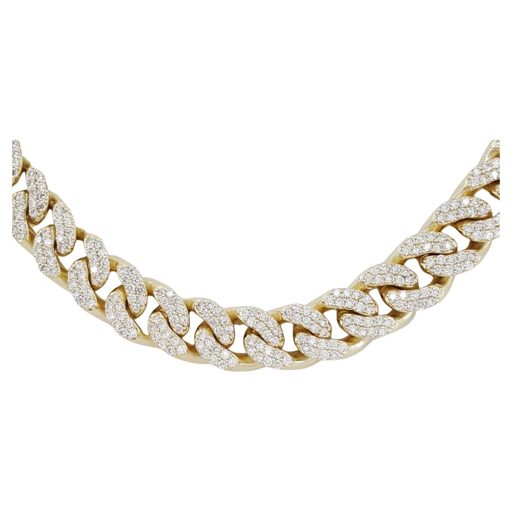 13 Carat Round Brilliant Cut Diamonds Solid Cuban Link Chain Necklace In Excellent Condition For Sale In Rome, IT
