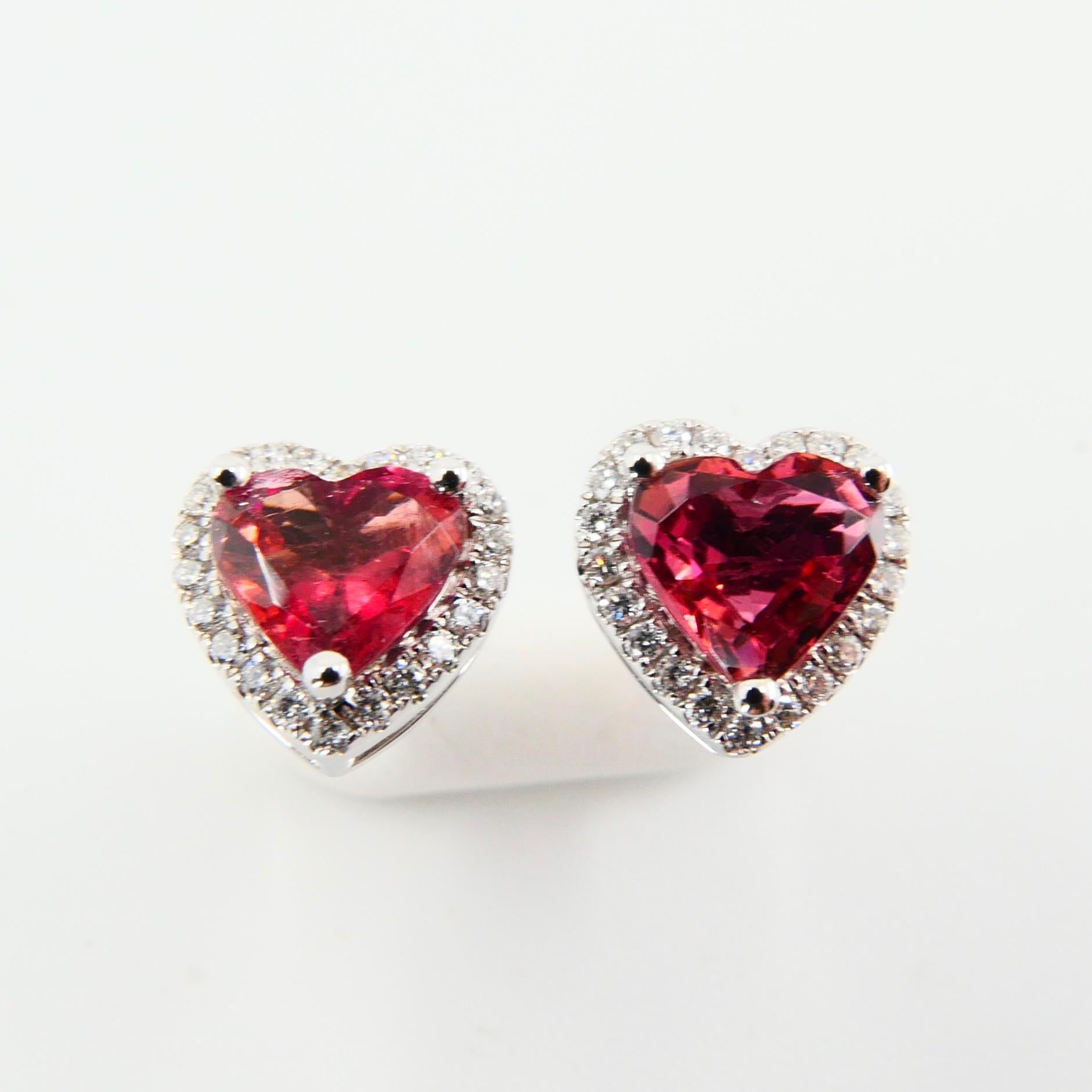 pink heart shaped diamond earrings