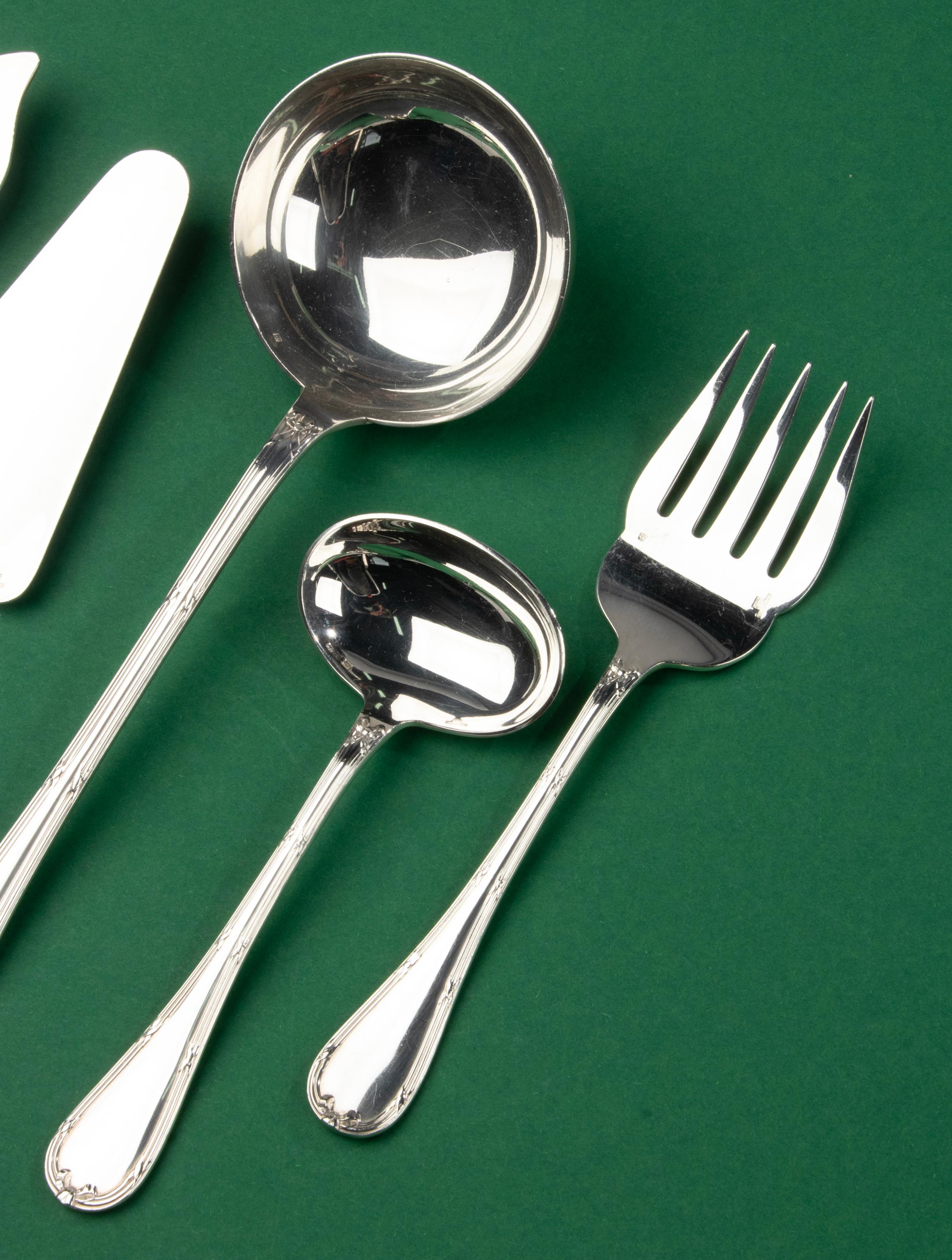 137-Piece Set Silver Plated Tableware - Christofle - Rubans Croisés - Complete  For Sale 11