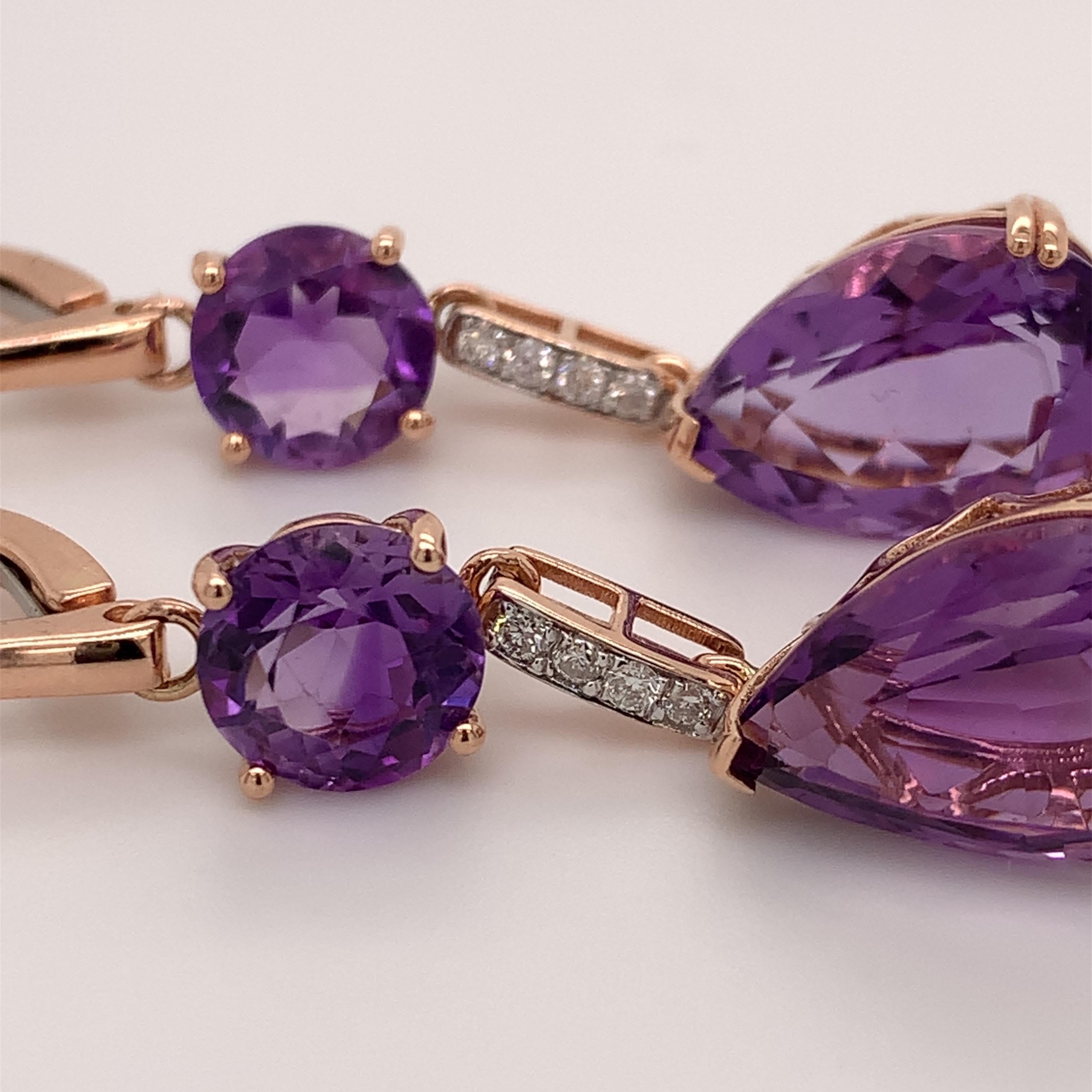 Contemporary 13.70 Carat Amethyst Dangling Earrings For Sale