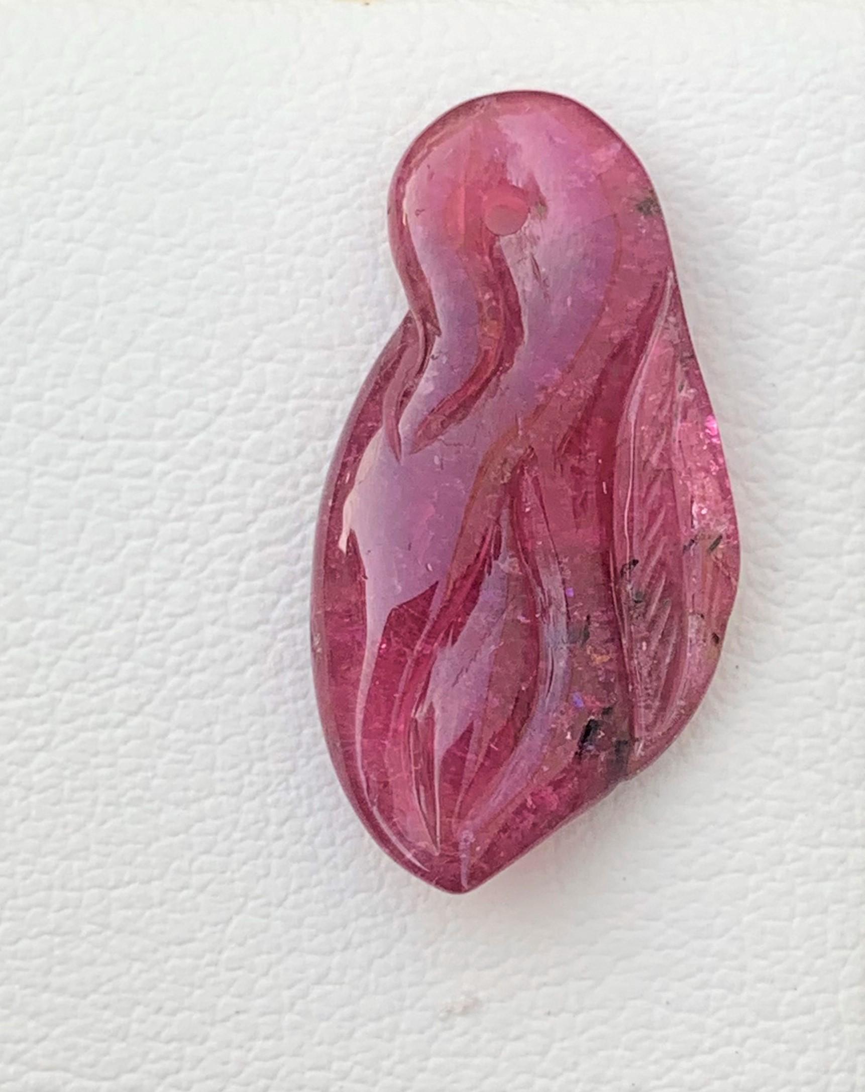 Malagasy 13.70 Carat Glamorous Rubellite Tourmaline Drilled Craving from Africa For Sale