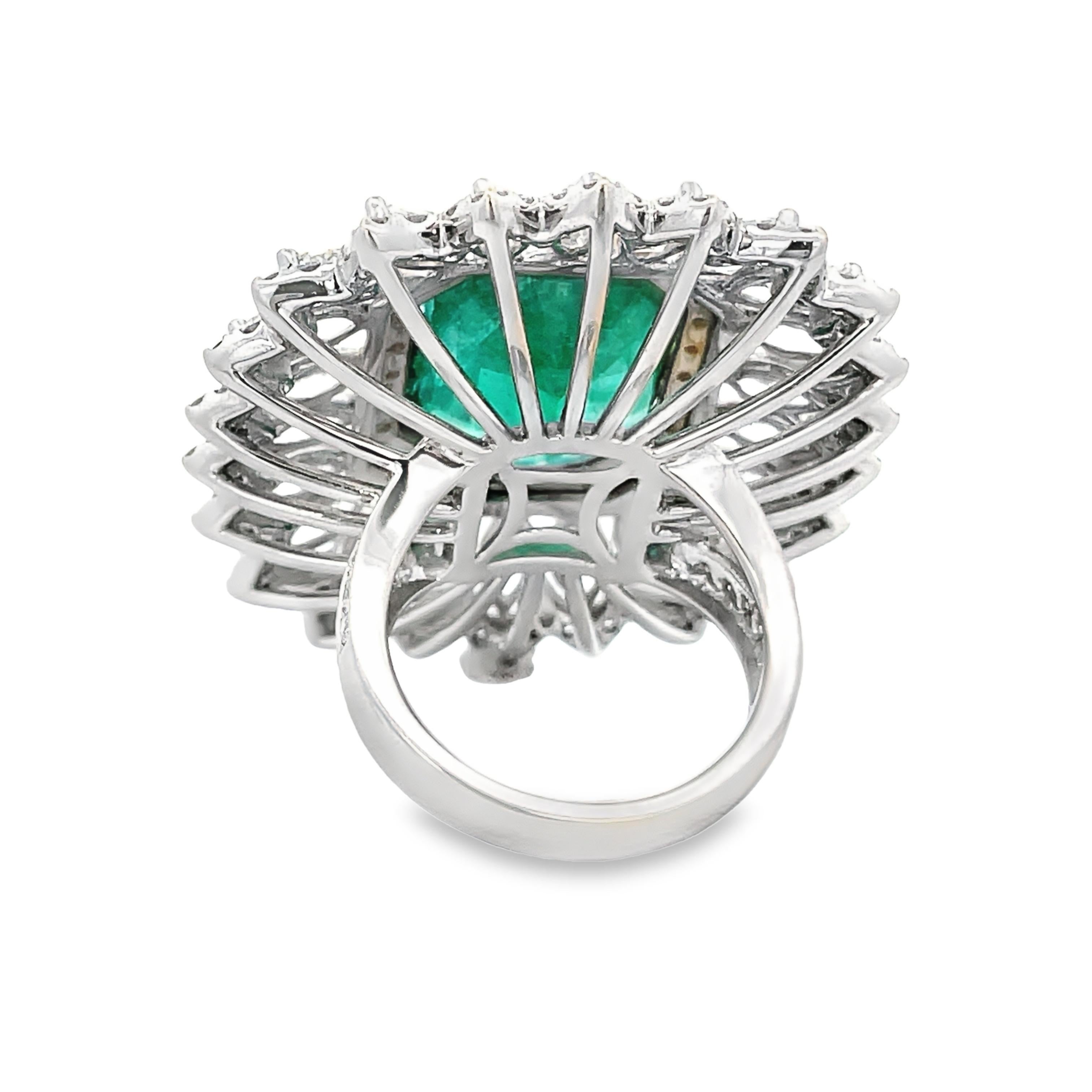 Experience unparalleled luxury with our 18KY/W emerald cushion 13.71 CTW, white diamond round 8.80 CTW, and yellow diamond round 0.91 CTW ring. This breathtaking piece features a mesmerizing emerald cushion surrounded by shimmering white and yellow