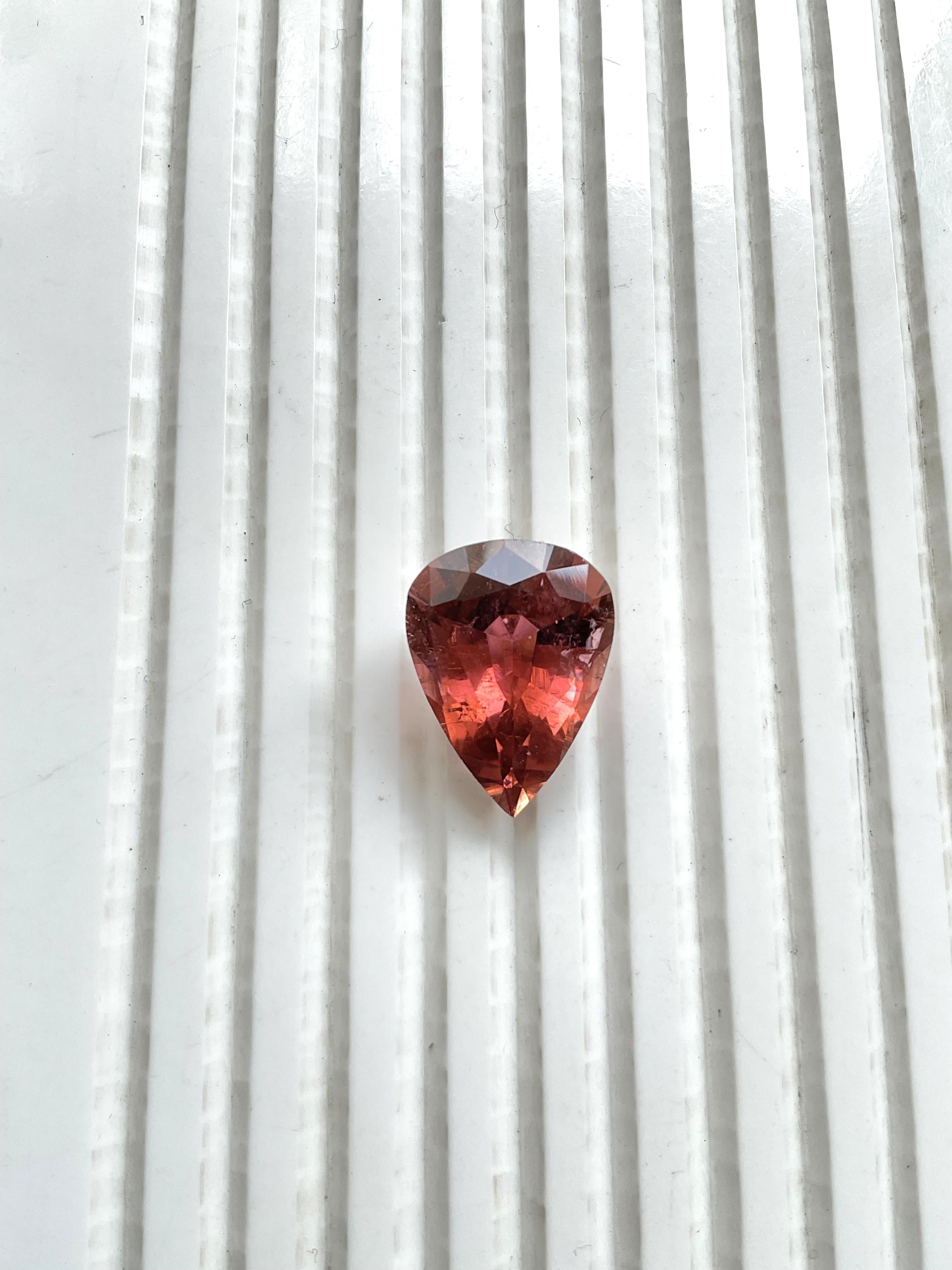 13.72 Carats Pink Peach Top Quality Pear Cut stone For Jewelry Natural Gemstone In New Condition For Sale In Jaipur, RJ