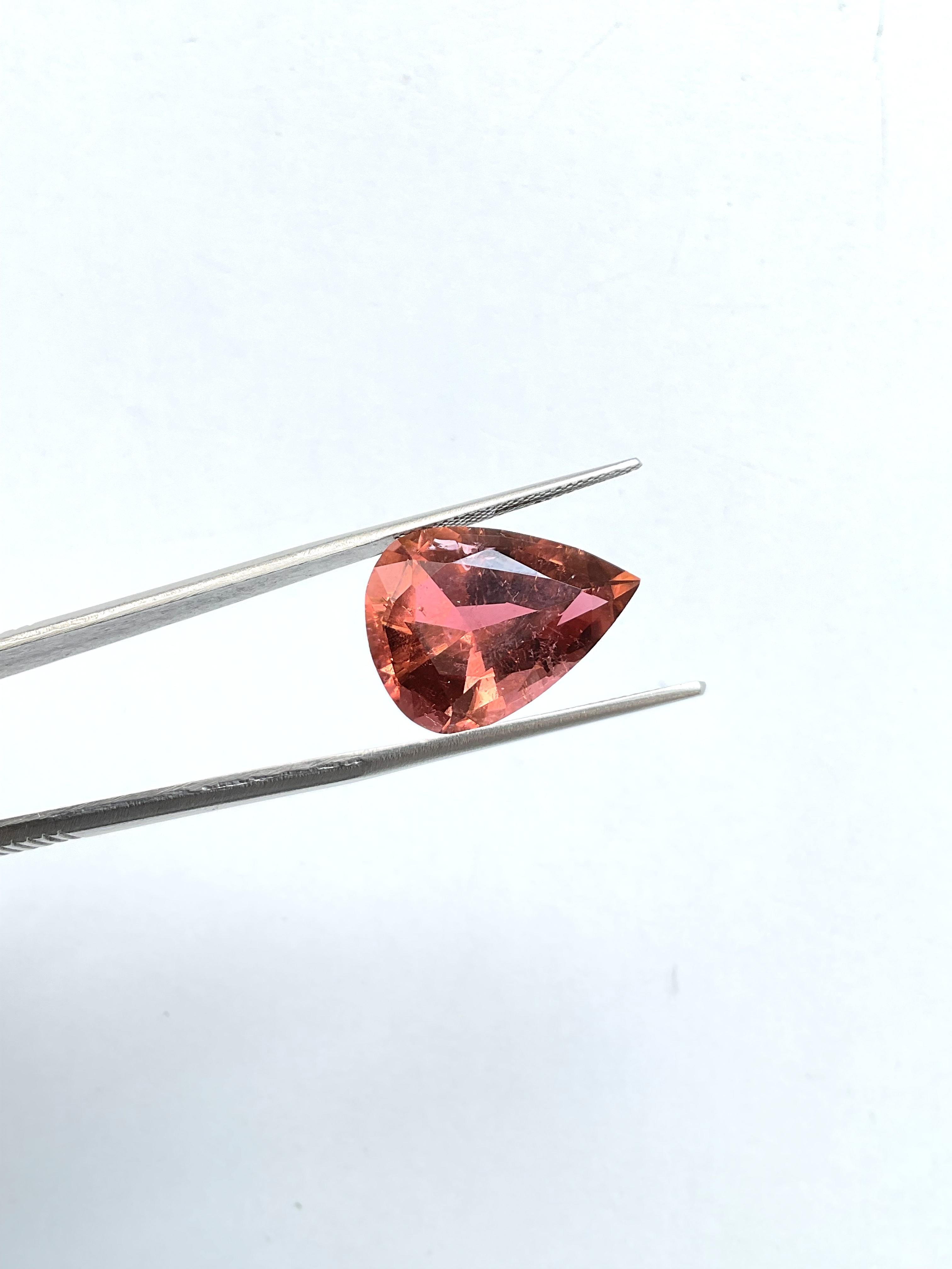 13.72 Carats Pink Peach Top Quality Pear Cut stone For Jewelry Natural Gemstone For Sale 3