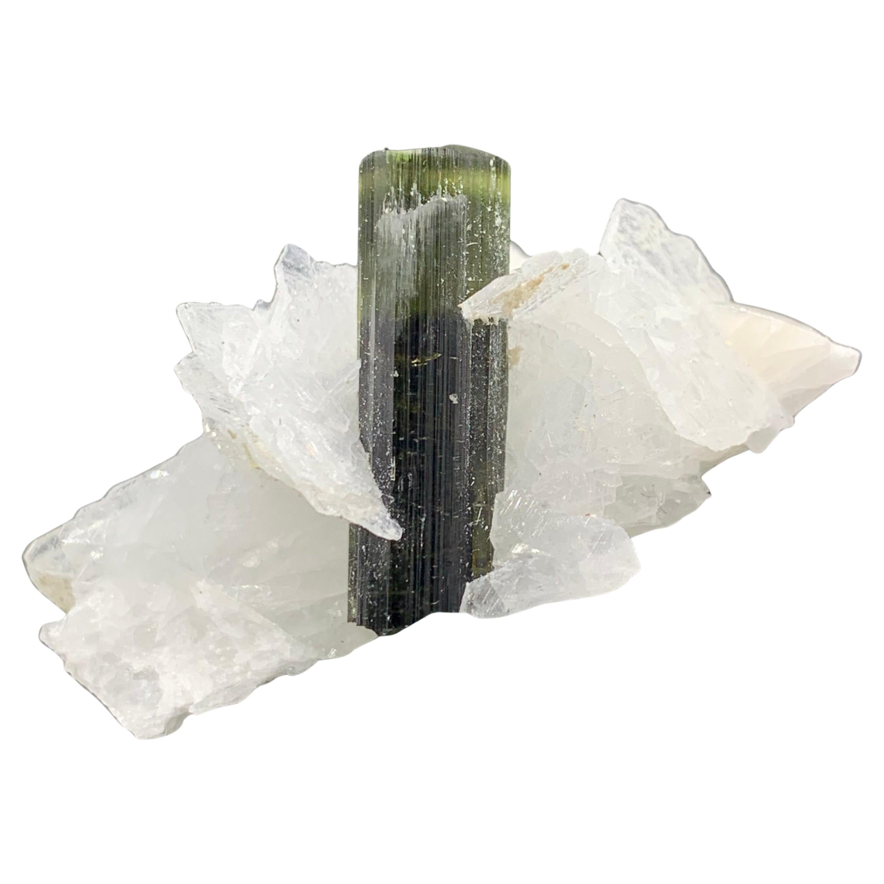 13.72 Gram Pretty Green Tourmaline Specimen With Albite From Skardu, Pakistan  For Sale