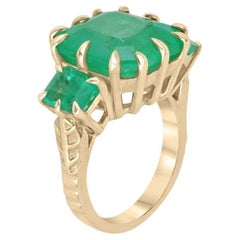 13.73 Carat Emerald Diamond Ring 18K White Gold