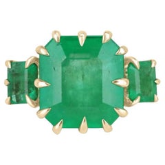 13.73 Carat Emerald Diamond Ring 18K White Gold