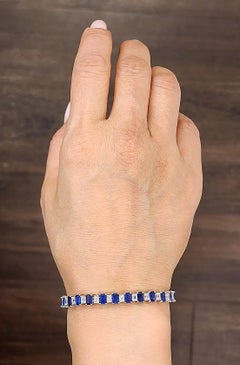 13.73 ct Natural Sapphire & Diamond Tennis Bracelet