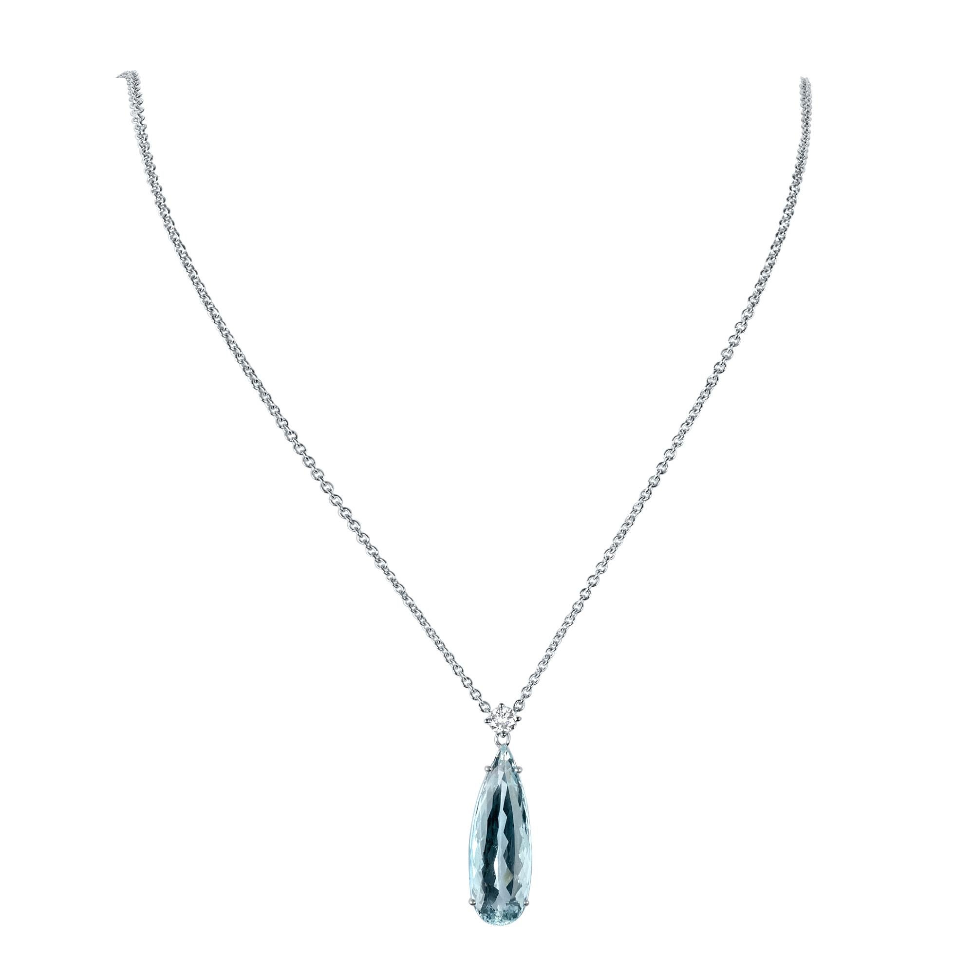 Modern 13.74 Carat Aquamarine Drop Necklace For Sale