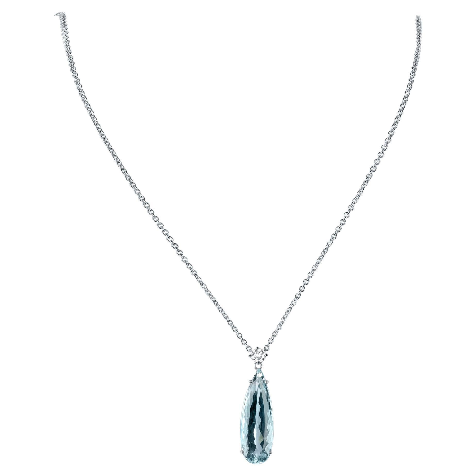 13.74 Carat Aquamarine Drop Necklace For Sale