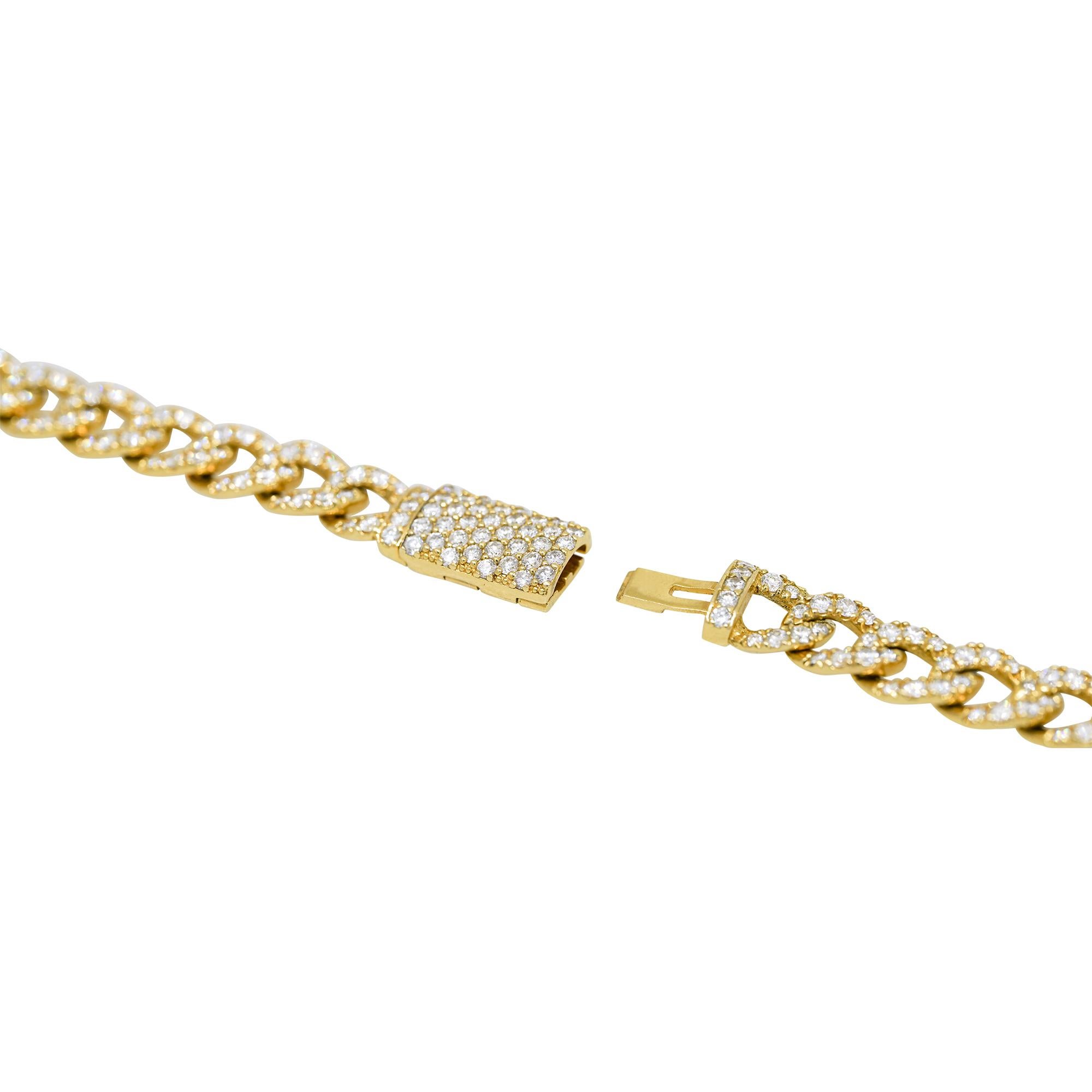 Natürliche 13,74 Karat Diamant Pave kubanische Gliederkette 14 Karat Halskette auf Lager im Zustand „Hervorragend“ in Boca Raton, FL