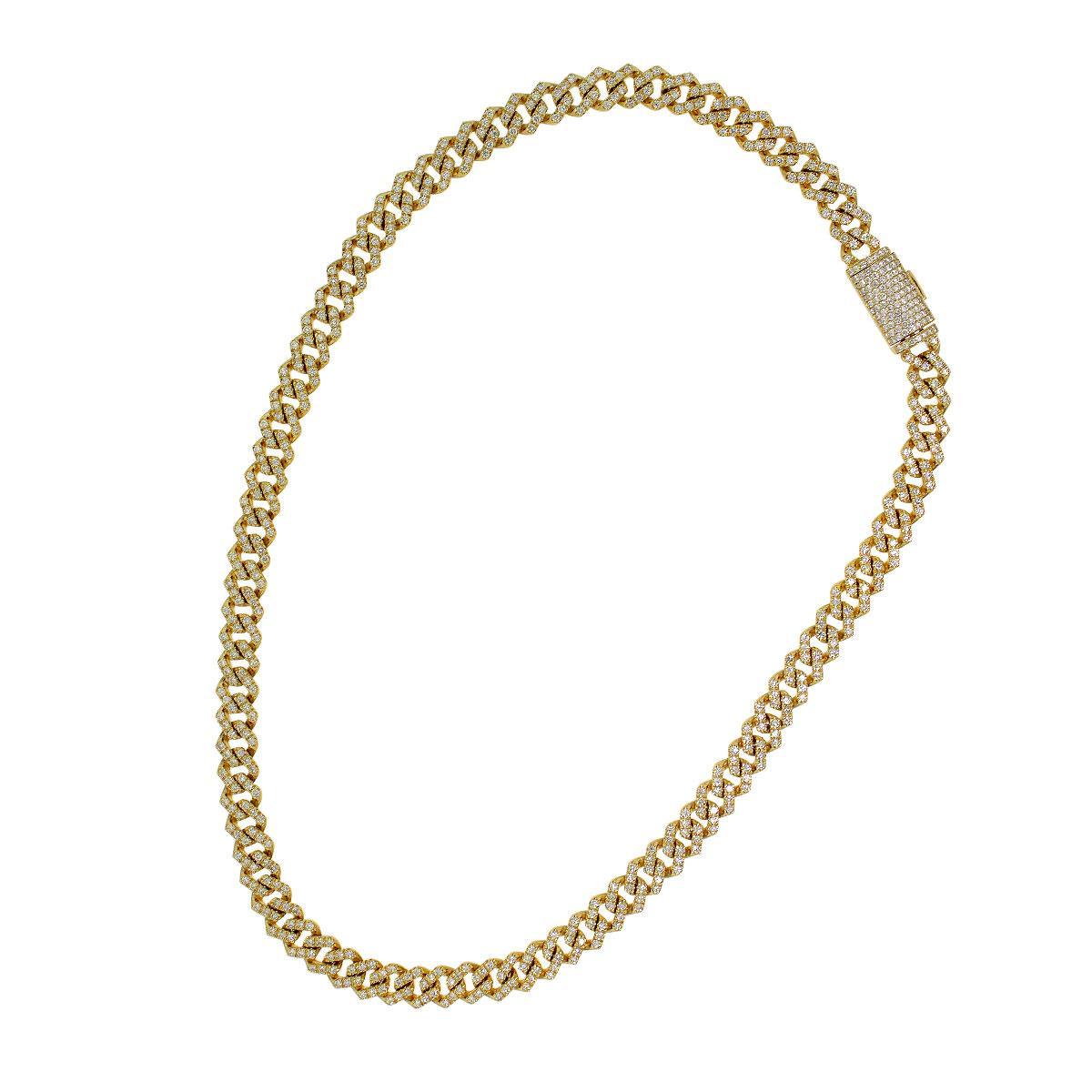 Natürliche 13,74 Karat Diamant Pave kubanische Gliederkette 14 Karat Halskette auf Lager für Damen oder Herren