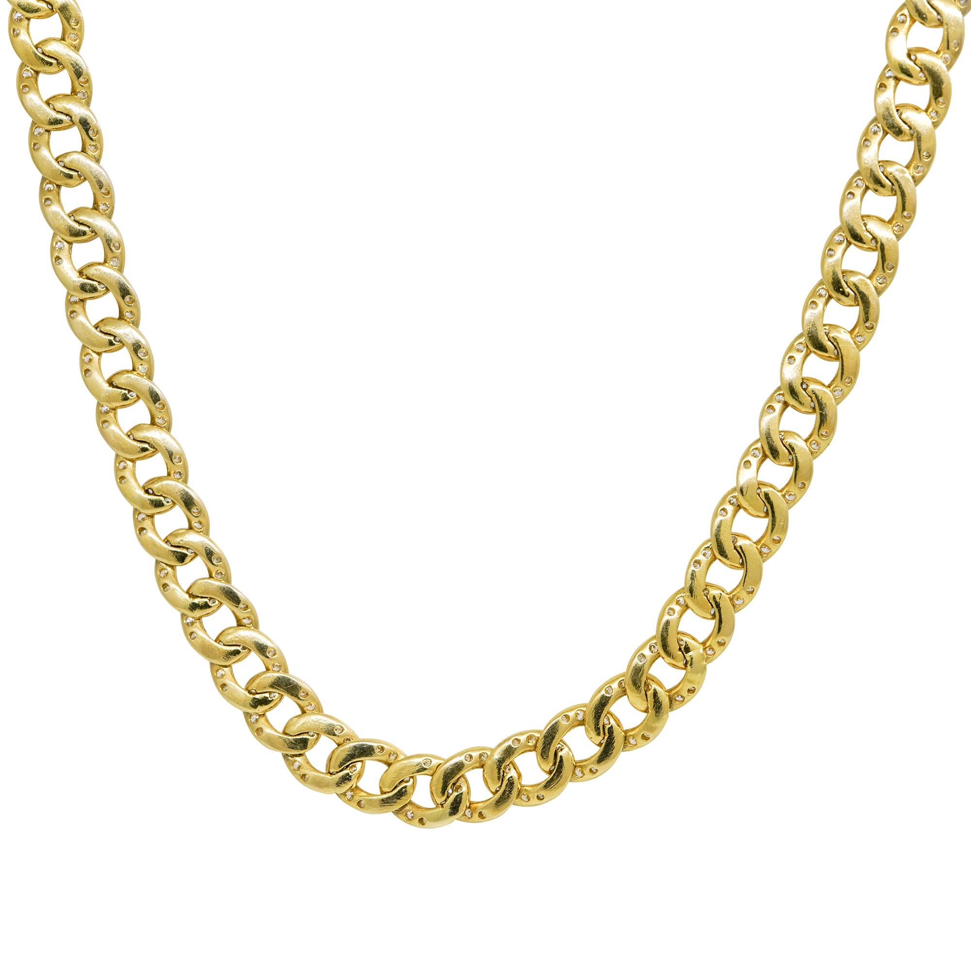 Natürliche 13,74 Karat Diamant Pave kubanische Gliederkette 14 Karat Halskette auf Lager 1