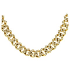 13.74 Carat Diamond Pave Cuban Link Chain Necklace 14 Karat in Stock