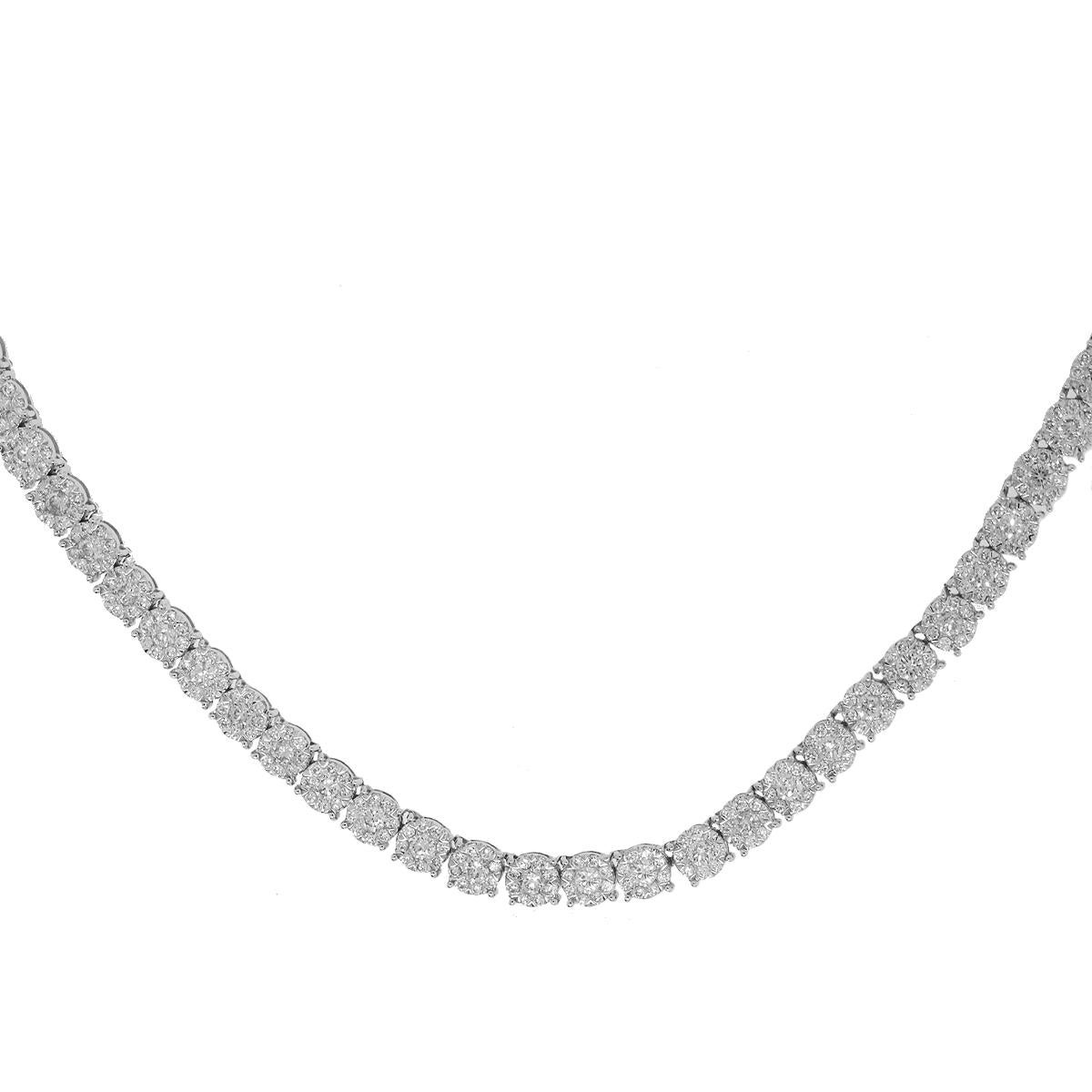 Round Cut 13.75 Carat Diamond Necklace