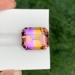 13.75 Carat Natural Loose Bicolor Ametrine Stone Emerald Cut Brazilian Gemstone