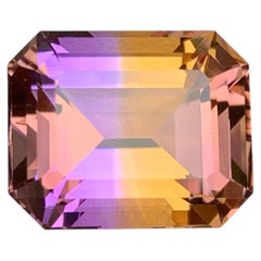 13.75 Carat Natural Loose Bicolor Ametrine Stone Emerald Cut Brazilian Gemstone