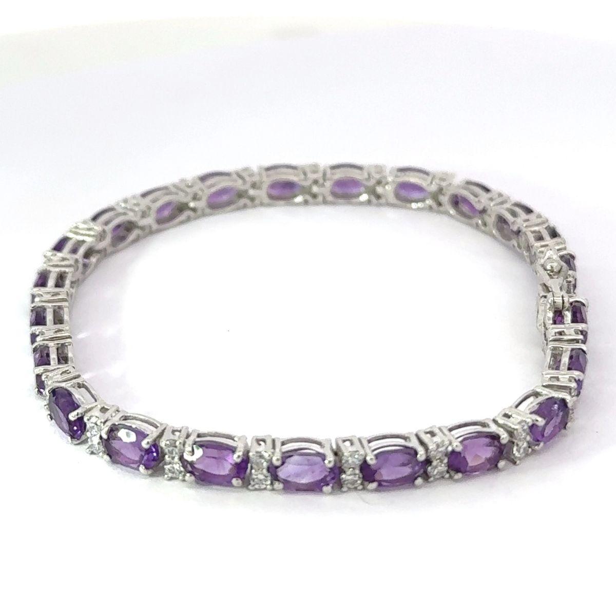 Modern 13.75 Carats Amethyst Tennis Bracelet Oval Cut in 925 Silver Jewelry fo Her For Sale