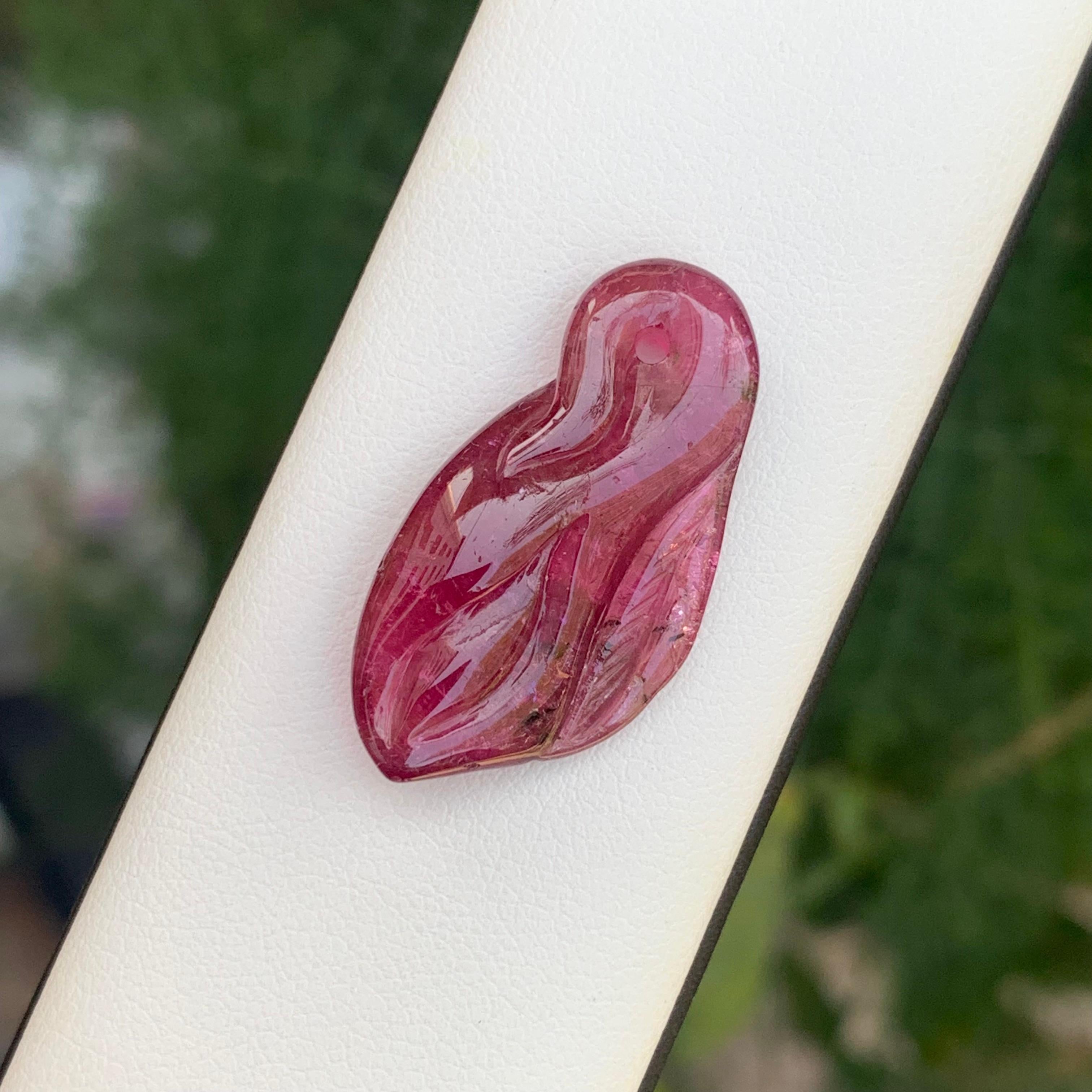 Other 13.75 Carats Natural loose Rubellite Tourmaline Drilled Carving From Madagascar For Sale