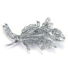 13.75 CTTW Vintage Leaf And Branch Marquise And Baguette Diamond Pin In Platinum