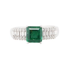 1.377 Carat Emerald and Diamond Cocktail Ring Set in Platinum