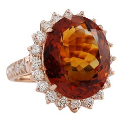 Citrine Diamond Ring In 14 Karat Rose Gold