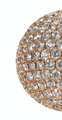 13.79 Carat Round Cut Diamond Bombe Ring in 18 Karat Rose Gold