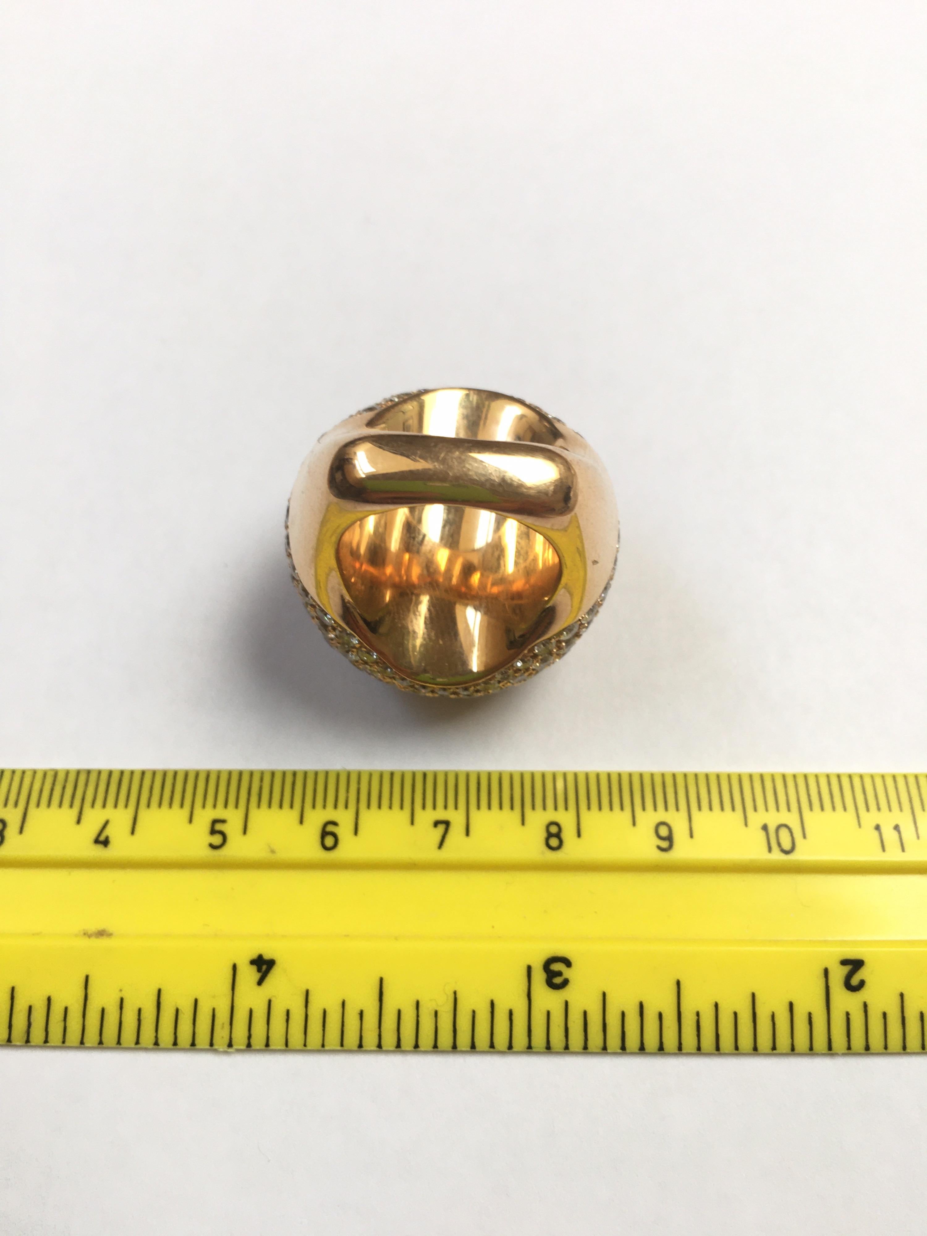 13.79 Carat Round Cut Diamond Bombe Ring in 18 Karat Rose Gold For Sale 2